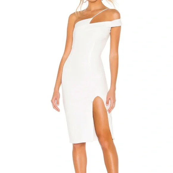 Revolve Dresses | White Revolve Asymmetrical Neckline Dress | Color: White | Size: M | Beeleyt's Closet Revolve Dresses | White Revolve Asymmetrical Neckline Dress | Color: White | Size: M | Beeleyt's Closet